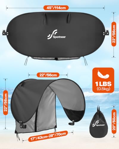 Sportneer Sun Shade Canopy for Chairs - Black, UPF 50+, Adjustable & Lightweight, 2 Pack