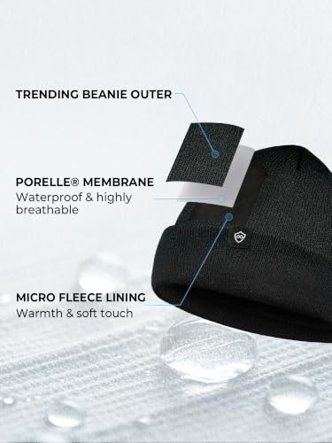 DexShell Waterproof Beanie Hat - Black Thermal Fleece-Lined Winter Cap