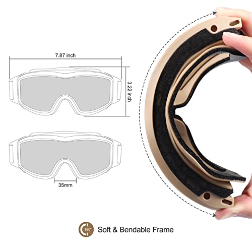 Xaegistac Tactical Goggles Anti-Fog Airsoft Safety Glasses Khaki Frame 1