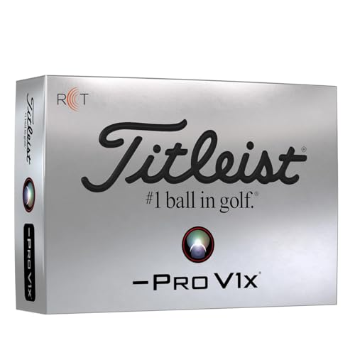 Titleist Pro V1x Left Dash RCT Golf Ball, 1 Dozen USA Direct Import (Radar Ballistic Measure), Trackman, Pack of 12