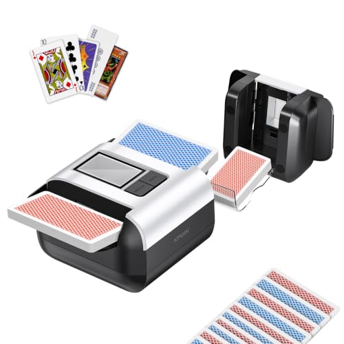 KPAW Card Shuffler - Automatic & Manual, 1-2 Decks, Rechargeable, White / Medium