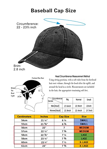 Small-Large Vintage Washed Cotton Baseball Cap Men Women Adjustable Dad Hat - Navy