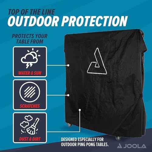 JOOLA Waterproof Ping Pong Table Cover ? Heavy-Duty, Outdoor Protection - Table Tennis Cover for Garage, Basement, Indoors or Outside - Fits Large & Small Folding Ping Pong Tables in Upright Position