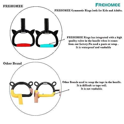 FREHOMEE Blue Gymnastics Rings for Adults and Kids - Support 550 LBS, Adjustable Indoor Outdoor Fitness Equipment