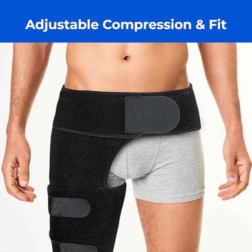Hip Brace, Sciatica Pain Relief Devices, Hip Brace for Women Men, Hips Pain Relief, Thigh Compression Sleeve, Sciatic Nerve Braces, Suitable for Sciatic Nerve, Groin, Thigh, Hamstring