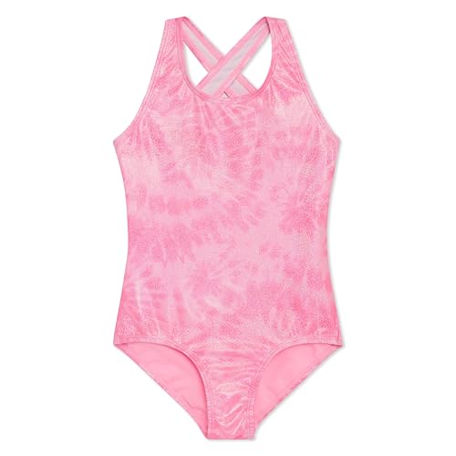 Girls' UPF 50+ Stretch Crisscross Back One-Piece Swimsuit - Cotton Candy, Small