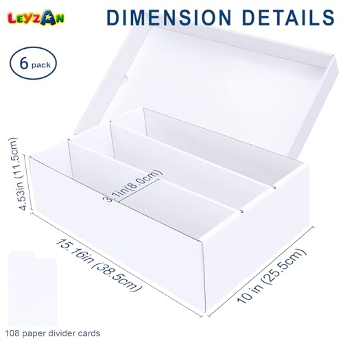 6-Pack Trading Card Storage Box - 3-Row Bulk Card Organizer for MTG Sports Cards