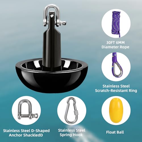 5lb Mushroom Anchor Kit for Small Boat Kayak Canoe with Rope & Accessories - Up to 8ft Watercraft