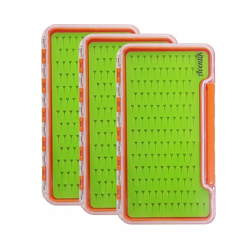 Aventik Waterproof Fly Box with Silicone Fly Hook Storage Case - 3xOrange