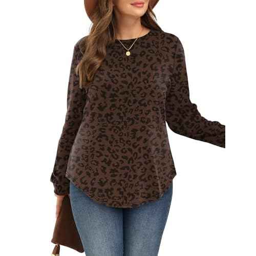 WIHOLL Sweatshirt for Women Crewneck Long Sleeve Shirts Curved Hem Lightweight Sweaters Fall Clothes 2025