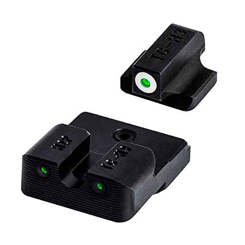 TruGlo Tritium Pro Night Sights, Compatible with H&K VP9, VP40, P30SK, P30L, 45, & 45 Tactical (Including Compact) | Glow-in-The-Dark Front & Rear Gun Sight Set with White Focus Lock Front Ring