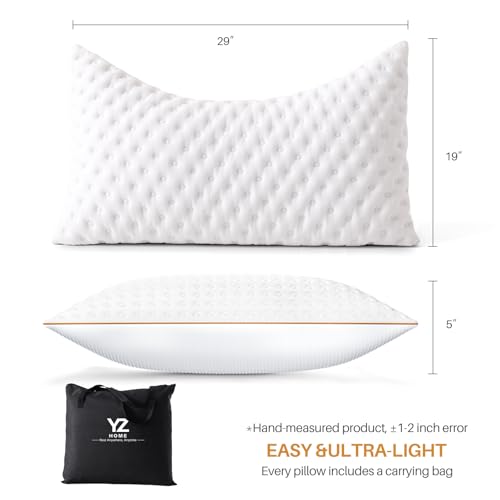 Side Sleeper Pillow Compressible Memory Foam for Quick Trips Camping Pillow for Neck and Shoulder Pain, Machine Washable Breathable for Hiking Home Airplane and Car (White, Queen)