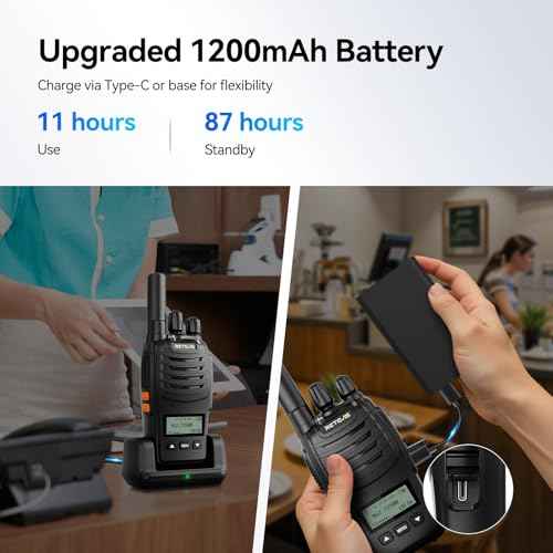 Retevis H777D Walkie Talkies for Adults with LCD Screen, Type-C Charging, FRS Long Range Handheld 2 Way Radio, Hand Free Rechargeable, for Business Restaurant Retail Church(6 Pack)