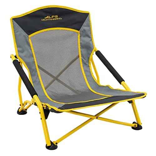 ALPS Mountaineering Rendezvous Low Camping Chairs for Adults with Arms, Cool Mesh Center, Powder Coated Steel Frame, Compact Folding Design and Carry Bag