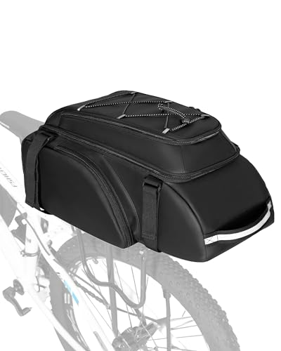 Convertible Bicycle Rear Rack Bag with Reflective Strips & Multiple Pockets