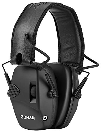 Electronic Ear Protection for Shooting Range - Noise Reduction & Sound Amplification, Black