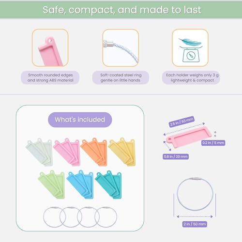 21 Pcs Pastel Yoto Card Holder Set with Ring Loops - Kids Travel Organizer