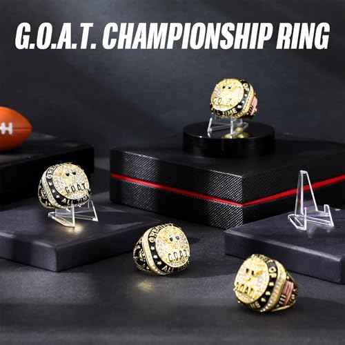 Misdary Soccer Baseball Basketball Championship Rings with Holder Most Valuable Player Trophy Gold Ring Award Gift Team Prize for Football Tournament Winner