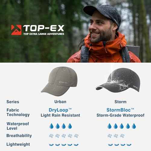Oversized XL XXL Waterproof All Weather Performance Running Cap Recycled Unstructured Baseball Hat Urban Storm