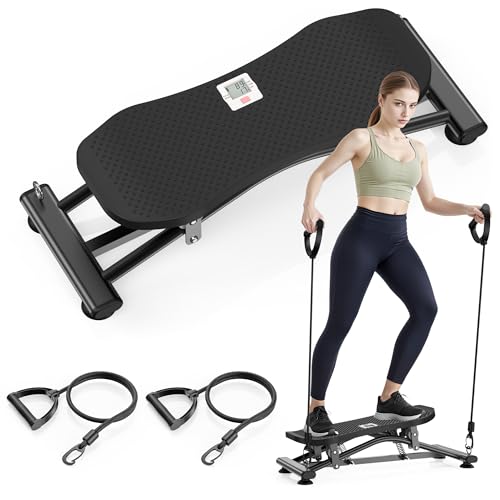 Balance Board with Resistance Bands for Fitness - Black