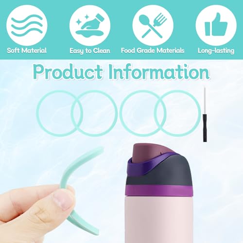 4-Pack Silicone O-Rings Replacement Seals for Owala Water Bottles - Blue Variation