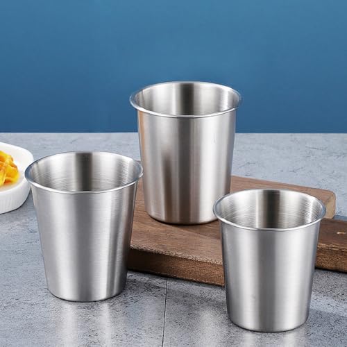 Stainless Steel Drinking Cups 8 oz Pack of 8 - Silver, Unbreakable & Reusable