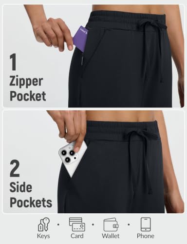 Women’s Wide Leg Barrel Pants with Zipper Pockets - Black, Large