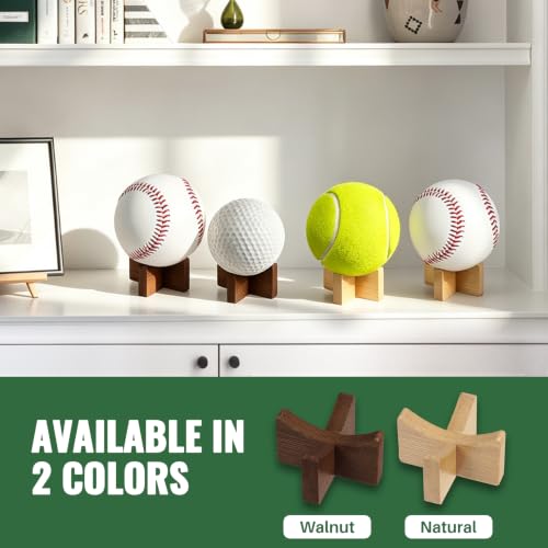 Walnut Wooden Ball Storage Stand Holder for Softball & Baseball - 4 Pack