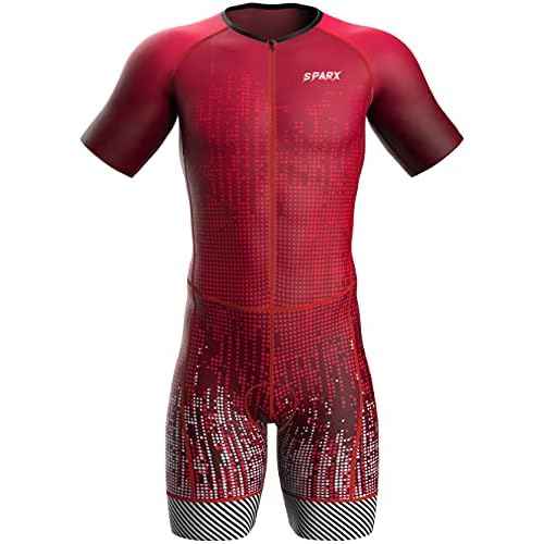 Sparx Mens Triathlon Suit - Aero Triathlon Suit Men - Short Sleeve Tri Suit Racesuit