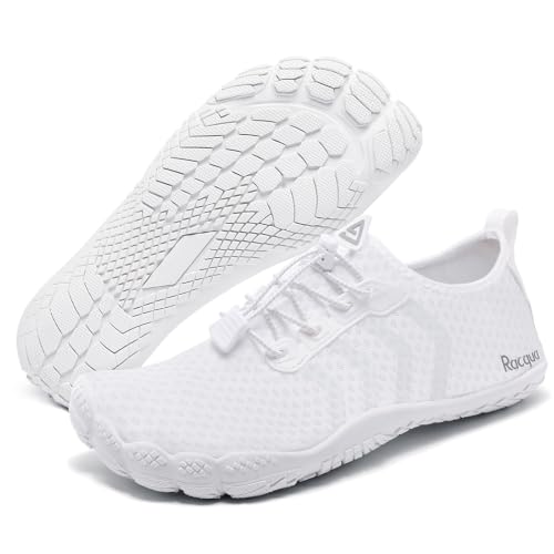 Water Shoes Men Women Quick Dry Lightweight Barefoot Swim Footwear - Wz1115 White 35