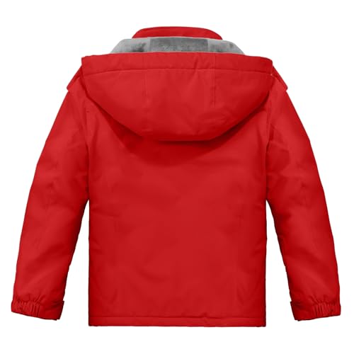 Girls Waterproof Ski Jacket - Warm Winter Coat, Red, 6-7 Years