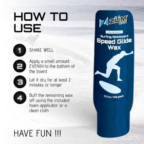 Surfing Skimboard Wax - Eco-Friendly, PFAS-Free, Ultra Speed Glide, Vanilla Scent, Made in USA, 4.5 oz