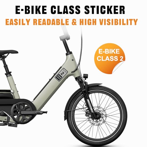 Class 2 Electric Bike Stickers - Waterproof 750W 20MPH Labels for Frame or Battery