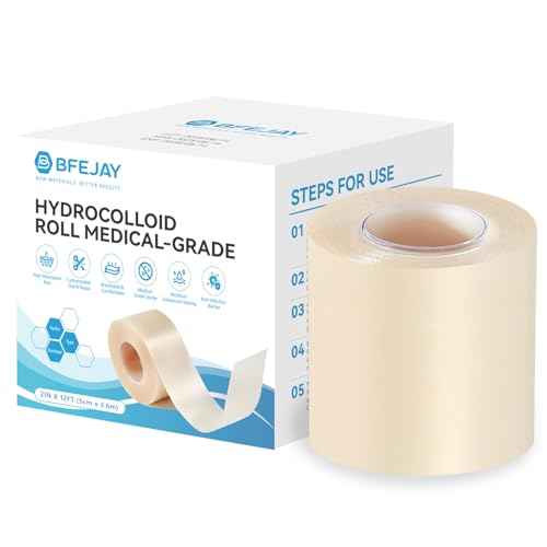 Hydrocolloid Bandages for Wound Care, Extra Large Medical-Grade Hydrocolloid Roll with Self-Adhesive, Ultra Absorbent, Flexible & Waterproof, DIY Size & Shape First Aid Kit Essential (2in*12ft)