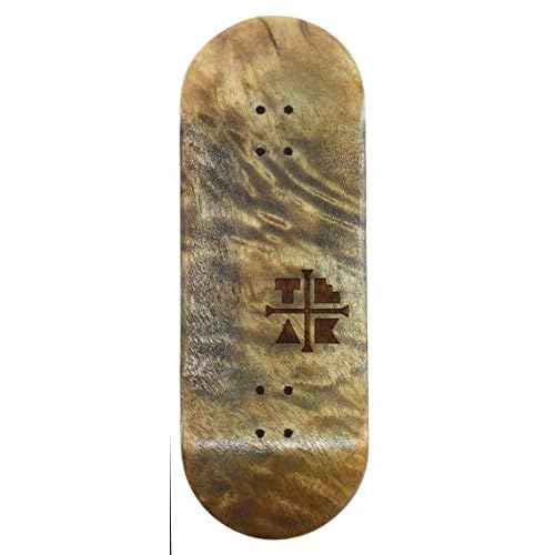 Teak Tuning Prolific Wooden Fingerboard Deck, The Graham Cracker - 34mm x 97mm - Handmade, Pro Shape & Size - Five Plies of Wood Veneer - Includes Prolific Foam Tape