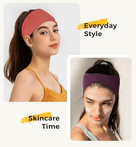 Moisture Wicking Headbands for Men & Women 5-Pack - Black, White, Silver, Purple, Coral