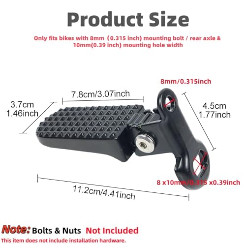 2PCS Foldable Aluminium Bike Rear Pedals Footrests for Bicycle