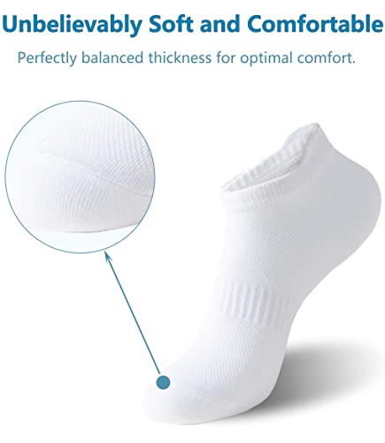 Women's Ankle Athletic Socks 6 Pairs White 9-11 Low Cut Cotton Sports Socks