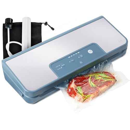 Greater Goods Vacuum Sealer ? Powerful, Compact, with 4-in-1 Functions, Built-in Cutter, and Vacuum Seal Bags, Ideal for Sous Vide and Food Storage (Stone Blue)