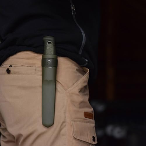 Morakniv Kansbol Stainless Steel Fixed-Blade Survival Knife With Sheath, Military Green, 4.3 Inch