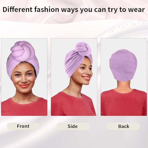 Women Turbans and Head Wraps 3-Pack - African Flower Knot Pre-Tied Bonnet Beanie