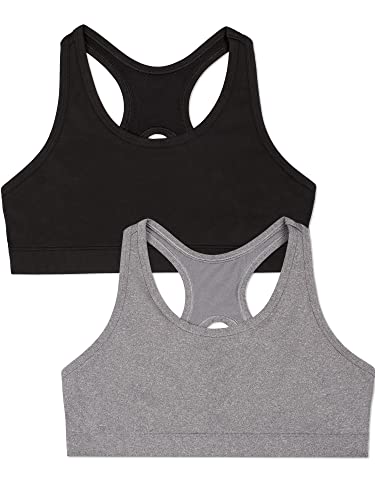 Girls' Stay Dry Racerback Sports Bra Multi-Pack - X-Large Black & Dark Grey Heather