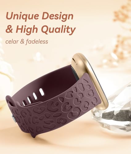 Odbeai Leopard Pattern Watch Band for Fitbit Versa 4 Sense 2 - Smoke Violet
