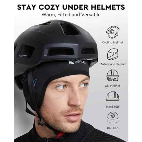 Hikenture Skull Cap Helmet Liner with Glasses Holes, Winter Thermal Cycling Cap for Men & Women, Cycling Hat Beanie