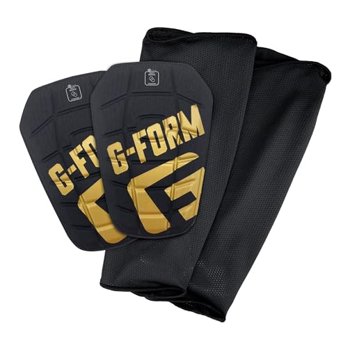 G-Form Pro-S Blade Soccer Shin Guards Adult X-Large Black Gold - Impact Protection