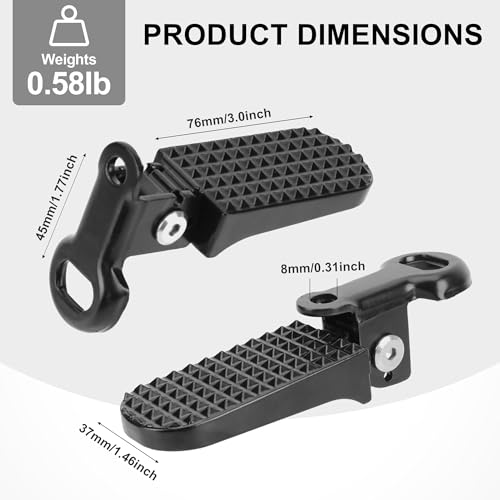 Bike Rear Pedals Set - Aluminium Alloy Folding Pegs for Mountain & E-Bikes - Black & Silver