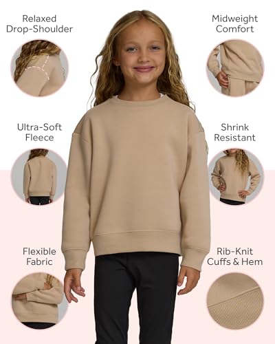 Girls Hoodies 3-Pack - Black Oatmeal Pink Oversized Fleece Sweatshirts, Drop Shoulder & Quarter Zip
