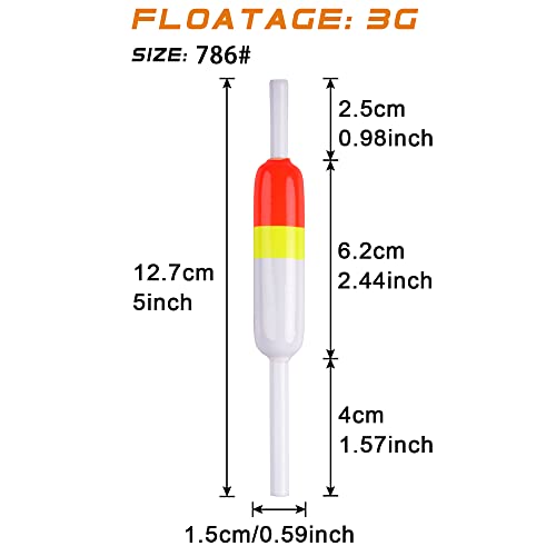 10 Pack Slip Fishing Bobbers - Buoyant Balsa Wood Float with Bright Colors, 2.44x0.59x5 Inches