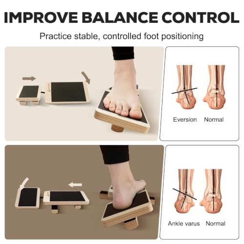 Wooden Single Leg Balance Board for Ankle Strength & Stability Training
