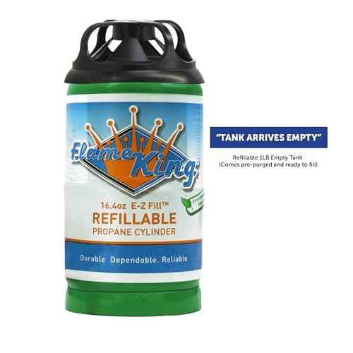 Flame King Refillable 1LB (16.4 oz) Empty Propane Cylinder Tank, Reusable, Safe & Legal Refill Option, DOT Compliant, for Camping, Backpacking and Hiking (4-Pack)